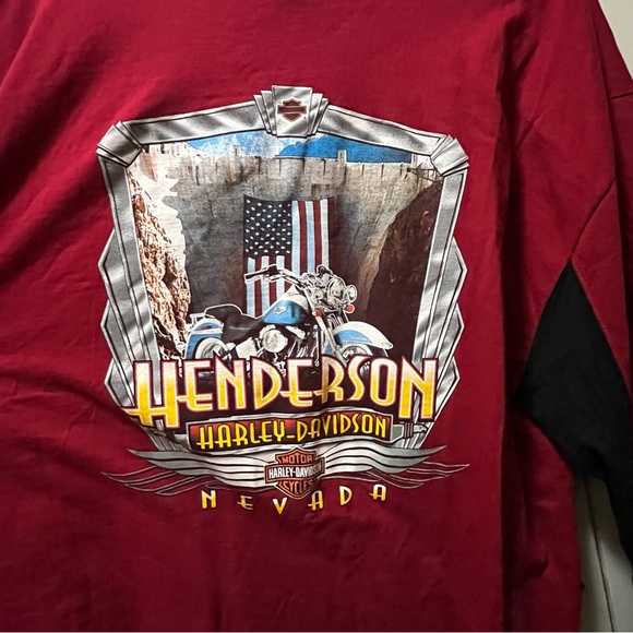 Harley-Davidson Red and Black Crew Neck Shirt - Picture 6 of 6
